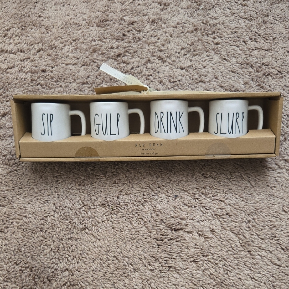 NWT Rae Dunn Espresso Coffee Mug Set Sip Gulp Drink Slurp Add On Gift Cottage